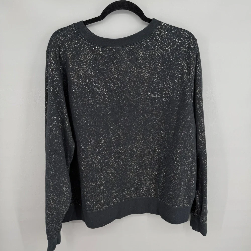Nike Sweatshirt Womens 2X Black Stardust Gold Metallic Fleece Crewneck‎ Sporty